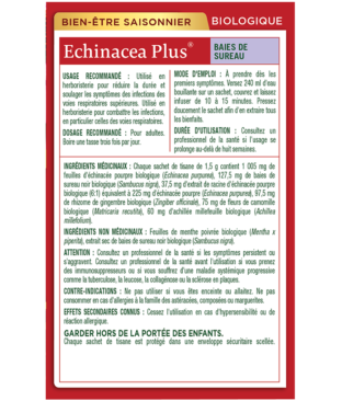 Tisane biologique Echinacea Plus® aux baies de sureau Ingredients & Info