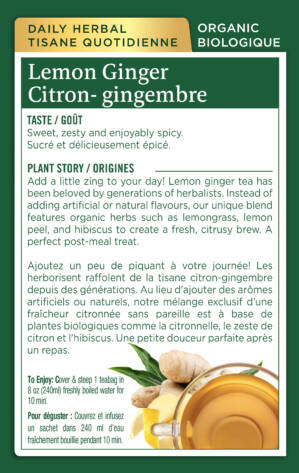 Tisane citron-gingembre biologique Ingredients & Info
